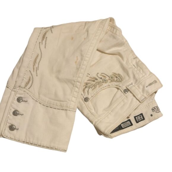 Miss Me JP5543P2 Capri Women’s Sz 27White Rhinestones Embroidered Button & Zip - Picture 6 of 9